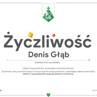 certyfikat życzliwości